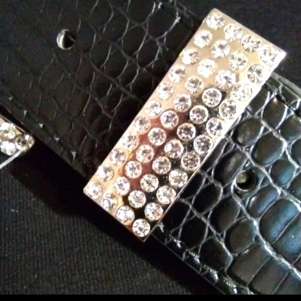 Jennifer & Company Crystal Embellished Faux Croc Belt NWT